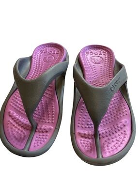 CROCS Athens Flip Thong Sandals in Two-Tone Pink and Gray Women’s Size 8